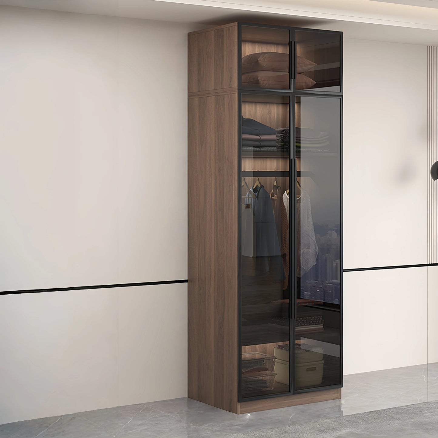 Aihm-Lon Wood Wardrobe with Smart Sensor Lighting 32"-110"
