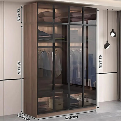 Aihm-Lon Wood Wardrobe with Smart Sensor Lighting 32"-110"