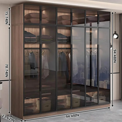 Aihm-Lon Wood Wardrobe with Smart Sensor Lighting 32"-110"