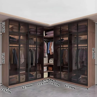Aihm-Lon Wood Wardrobe with Smart Sensor Lighting 32"-110"