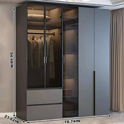 Aihm-Lon Wardrobe with Semi-Visible and Semi-Enclosed Storage Function 75"-95"