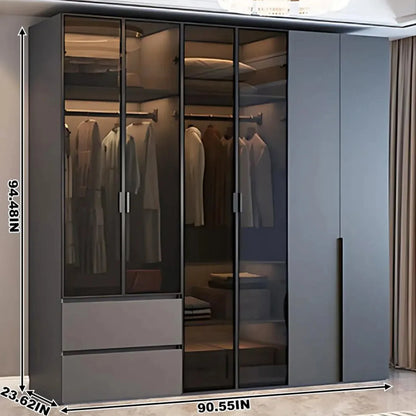 Aihm-Lon Wardrobe with Semi-Visible and Semi-Enclosed Storage Function 75"-95"