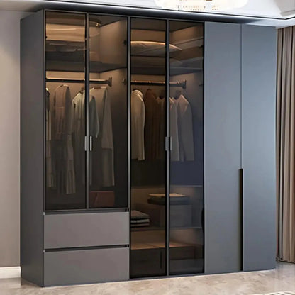 Aihm-Lon Wardrobe with Semi-Visible and Semi-Enclosed Storage Function 75"-95"