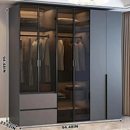 Aihm-Lon Wardrobe with Semi-Visible and Semi-Enclosed Storage Function 75"-95"