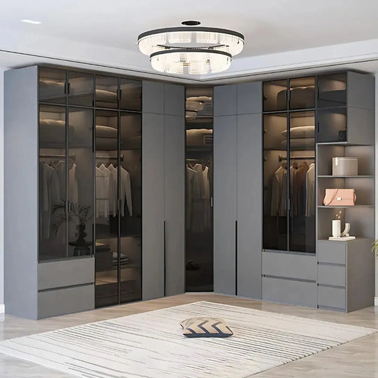 Aihm-Lon Wardrobe with Semi-Visible and Semi-Enclosed Storage Function 75"-95"