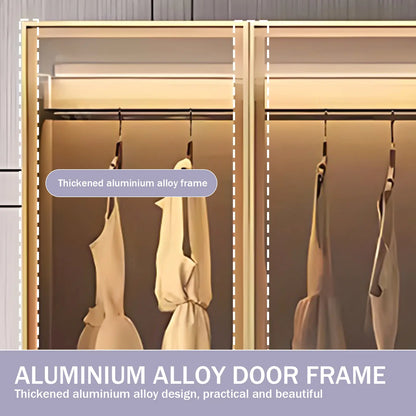 Aihm-Lon Wardrobes with Metal Frame Design Storage Shelves 55"-94"