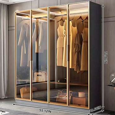 Aihm-Lon Wardrobes with Metal Frame Design Storage Shelves 55"-94"