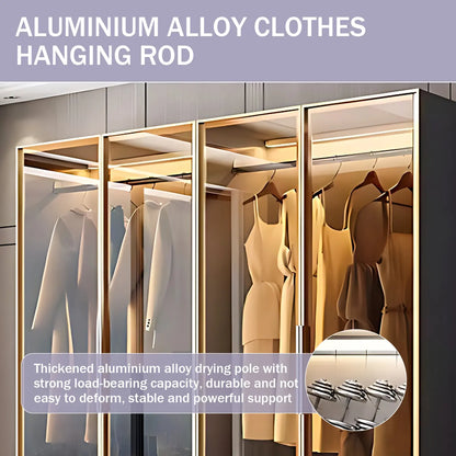 Aihm-Lon Wardrobes with Metal Frame Design Storage Shelves 55"-94"