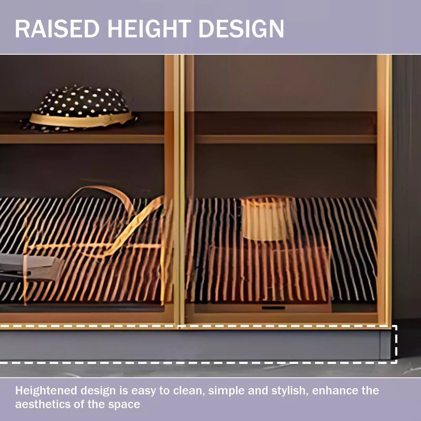 Aihm-Lon Wardrobes with Metal Frame Design Storage Shelves 55"-94"