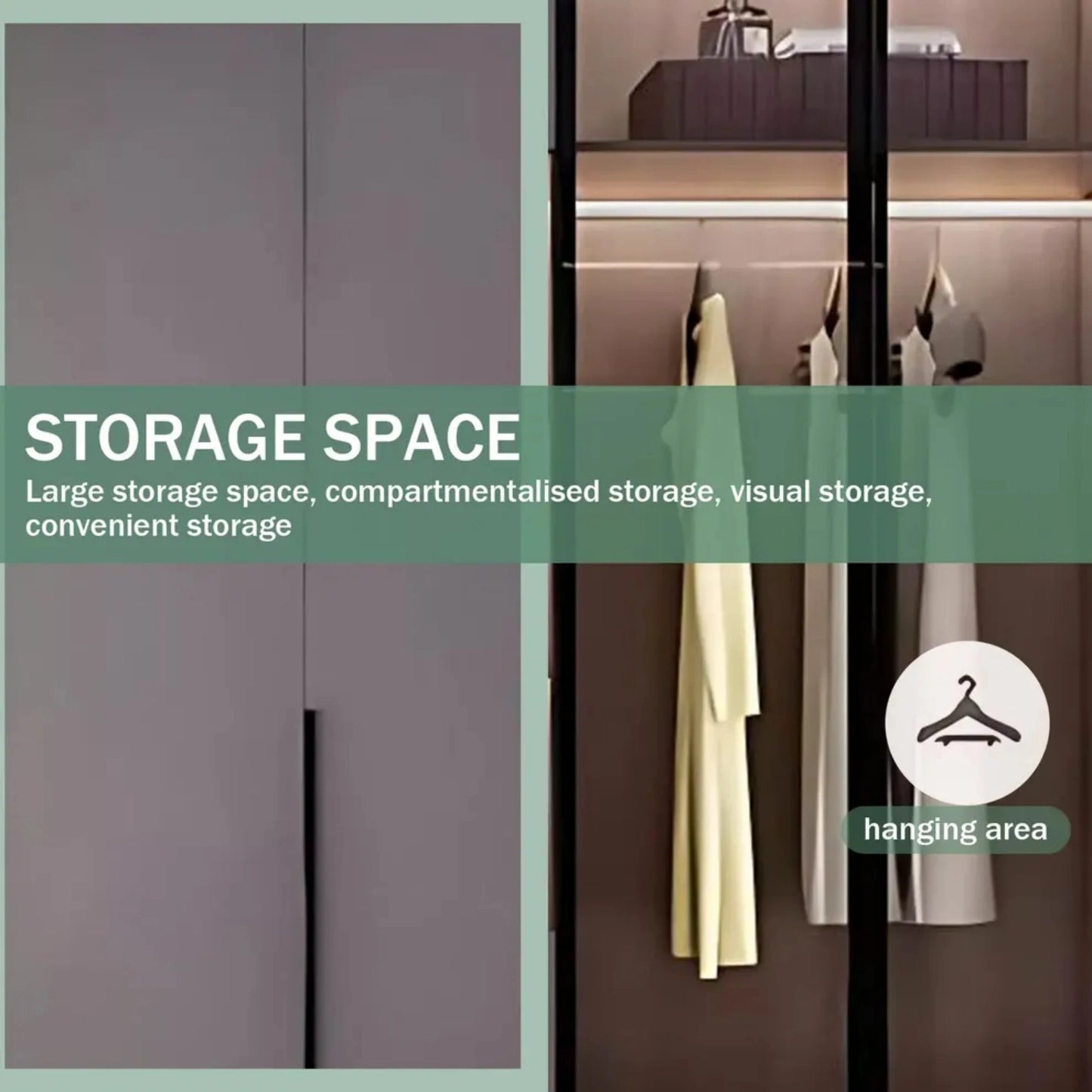 Aihm-Lon Wardrobe with Translucent Exterior Design 47"-94"