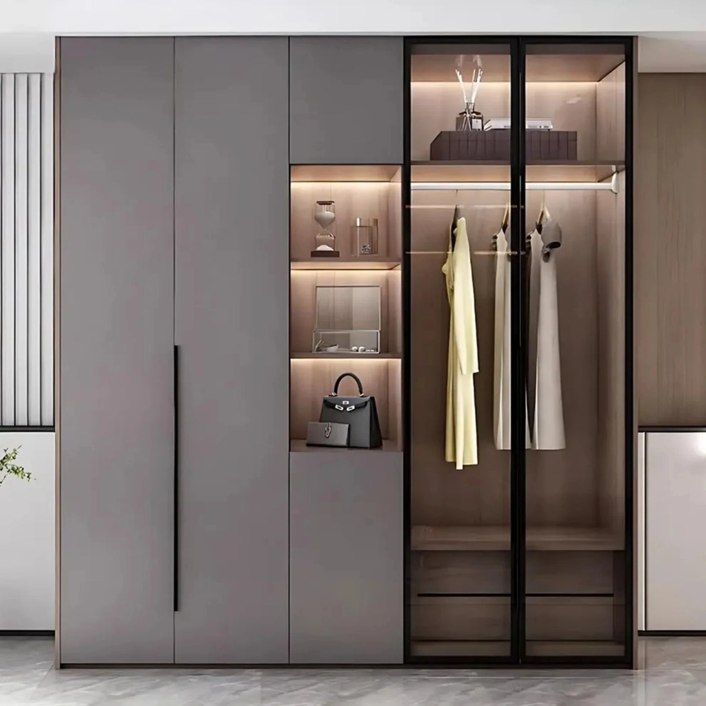 Aihm-Lon Wardrobe with Translucent Exterior Design 47"-94"