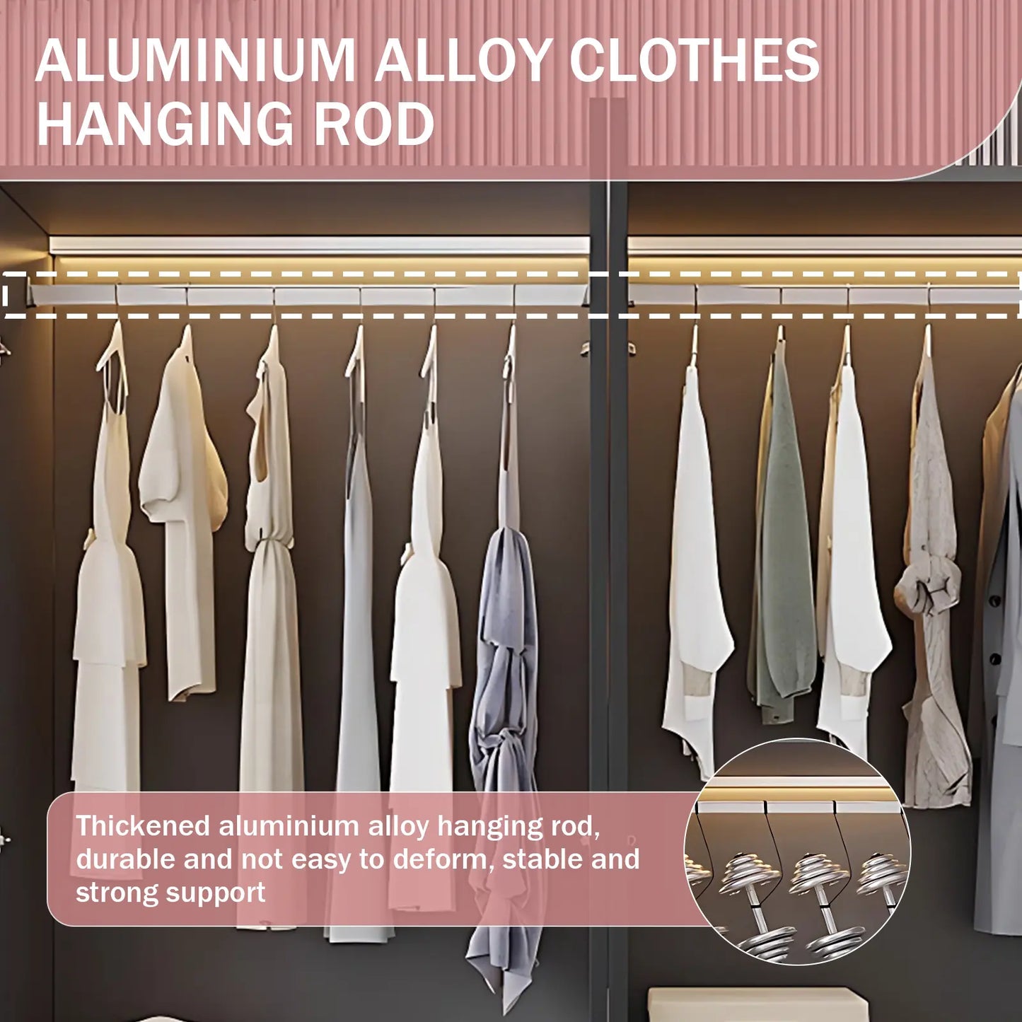 Aihm-Lon Wardrobes with Black Glass Door Design Storage Shelves  55"-94"