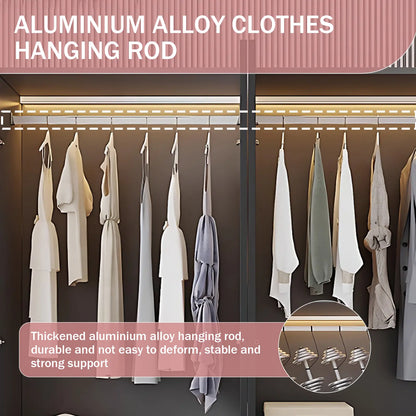 Aihm-Lon Wardrobes with Black Glass Door Design Storage Shelves  55"-94"