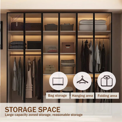 Aihm-Lon Wardrobe with Beige Frame Design Semi-Occult Effect 24"-94"