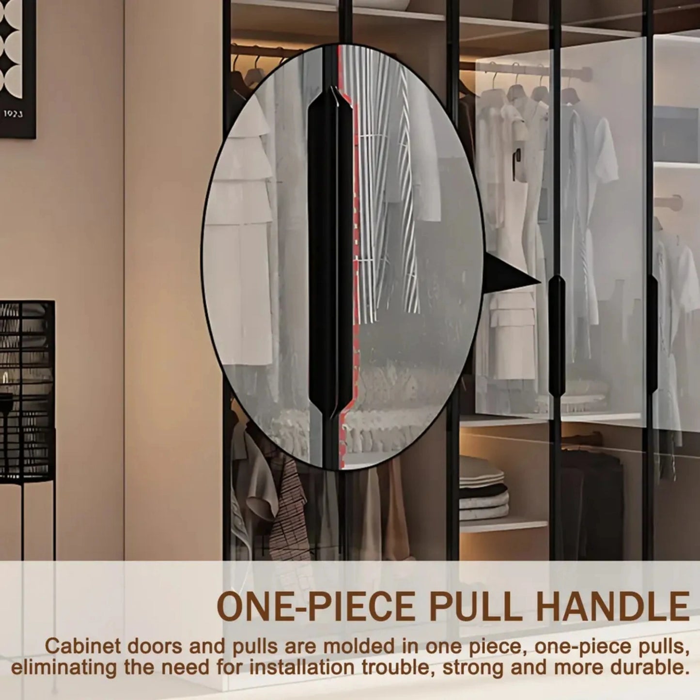 Aihm-Lon Wardrobe with Beige Frame Design Semi-Occult Effect 24"-94"