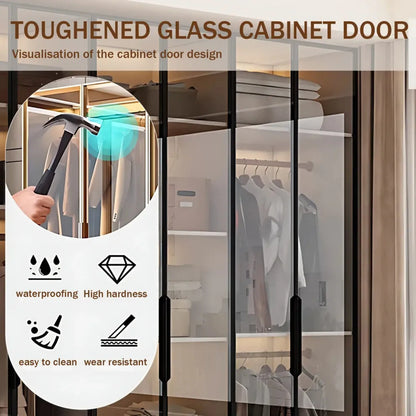 Aihm-Lon Wardrobe with Beige Frame Design Semi-Occult Effect 24"-94"