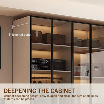 Aihm-Lon Wardrobe with Beige Frame Design Semi-Occult Effect 24"-94"