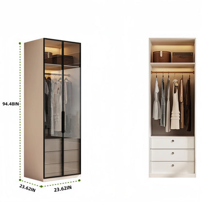 Aihm-Lon Wardrobe with Beige Frame Design Semi-Occult Effect 24"-94"