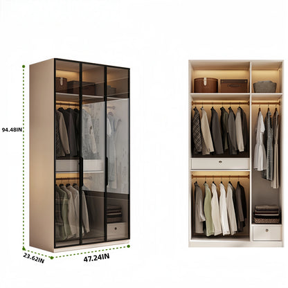 Aihm-Lon Wardrobe with Beige Frame Design Semi-Occult Effect 24"-94"