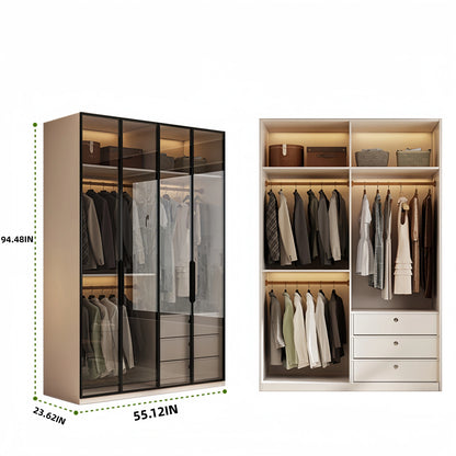 Aihm-Lon Wardrobe with Beige Frame Design Semi-Occult Effect 24"-94"