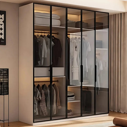 Aihm-Lon Wardrobe with Beige Frame Design Semi-Occult Effect 24"-94"