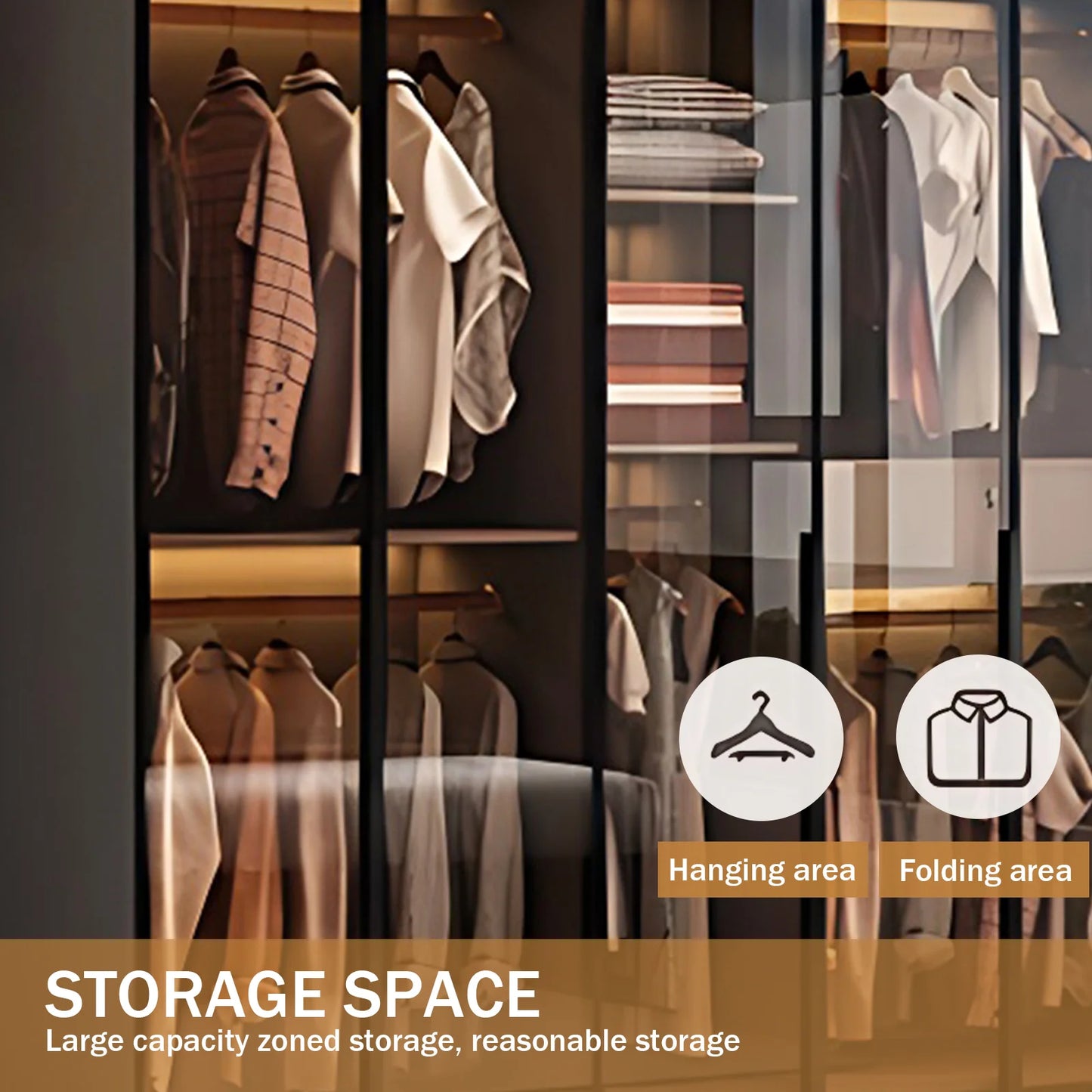 Aihm-Lon Wardrobes with Unique American Color Tone Silent Rail Armoires 75"-94"