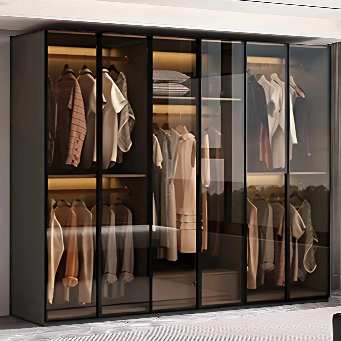 Aihm-Lon Wardrobes with Unique American Color Tone Silent Rail Armoires 75"-94"