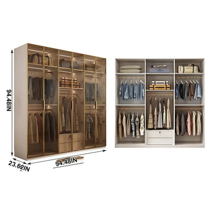 Aihm-Lon Elegant Wardrobe with  LED Lighting and Gold Luxury Frame  24"-94"