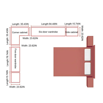 Aihm-Lon Elegant Wardrobe with  LED Lighting and Gold Luxury Frame  24"-94"