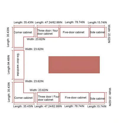 Aihm-Lon Elegant Wardrobe with  LED Lighting and Gold Luxury Frame  24"-94"