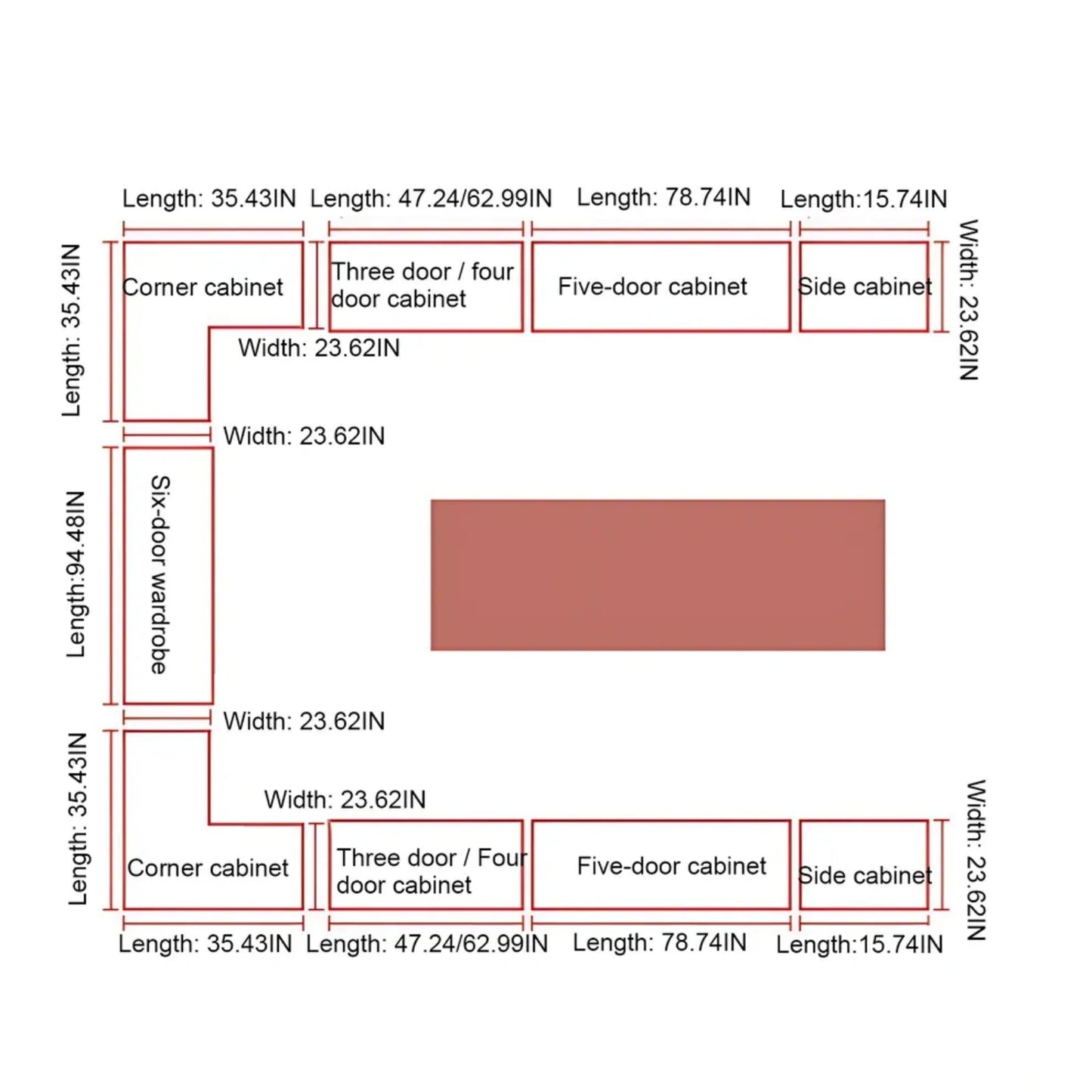 Aihm-Lon Elegant Wardrobe with  LED Lighting and Gold Luxury Frame  24"-94"
