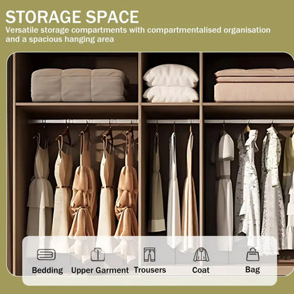 Aihm-Lon Wardrobe withLight Wood Planks and Gold Frame 24"-94"