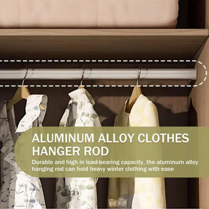 Aihm-Lon Wardrobe withLight Wood Planks and Gold Frame 24"-94"