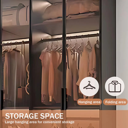 Aihm-Lon Luxurious Wardrobe with Glass Doors Drawers and Shelves 35"-94"