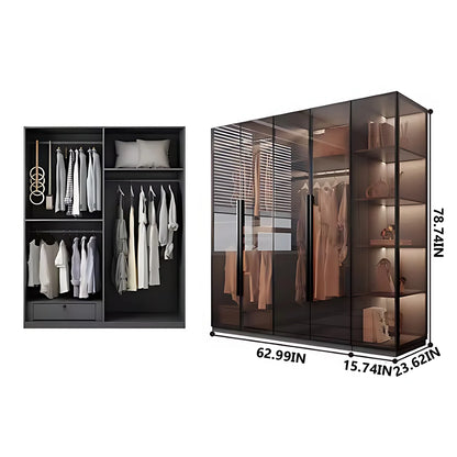 Aihm-Lon Luxurious Wardrobe with Glass Doors Drawers and Shelves 35"-94"