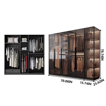 Aihm-Lon Luxurious Wardrobe with Glass Doors Drawers and Shelves 35"-94"