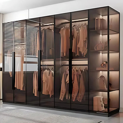 Aihm-Lon Luxurious Wardrobe with Glass Doors Drawers and Shelves 35"-94"