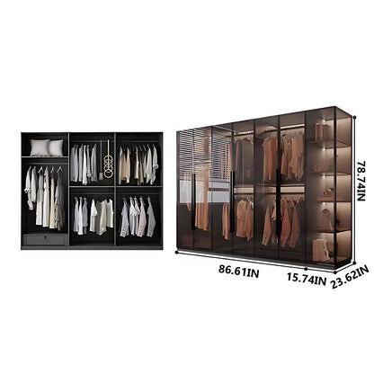Aihm-Lon Luxurious Wardrobe with Glass Doors Drawers and Shelves 35"-94"