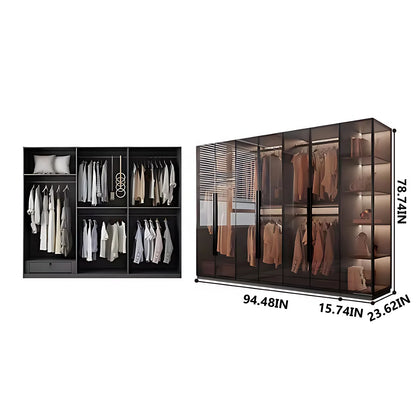 Aihm-Lon Luxurious Wardrobe with Glass Doors Drawers and Shelves 35"-94"