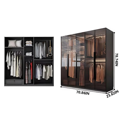 Aihm-Lon Luxurious Wardrobe with Glass Doors Drawers and Shelves 35"-94"