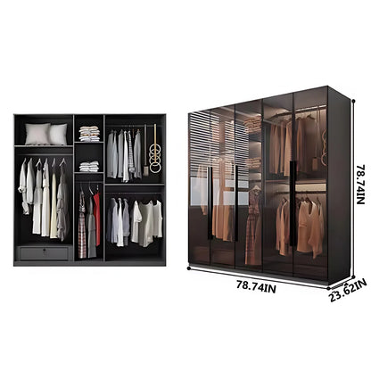 Aihm-Lon Luxurious Wardrobe with Glass Doors Drawers and Shelves 35"-94"