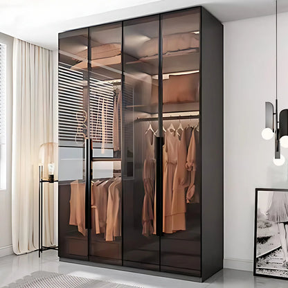 Aihm-Lon Luxurious Wardrobe with Glass Doors Black Handle and Shelves 35"-94"