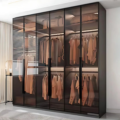 Aihm-Lon Luxurious Wardrobe with Glass Doors Black Handle and Shelves 35"-94"