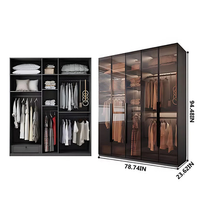 Aihm-Lon Luxurious Wardrobe with Glass Doors Black Handle and Shelves 35"-94"