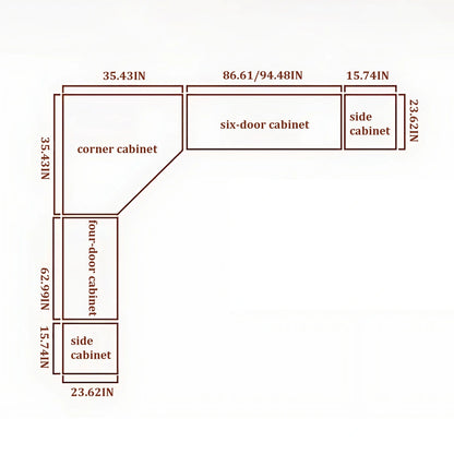 Aihm-Lon Luxurious Wardrobe with Glass Doors Black Handle and Shelves 35"-94"