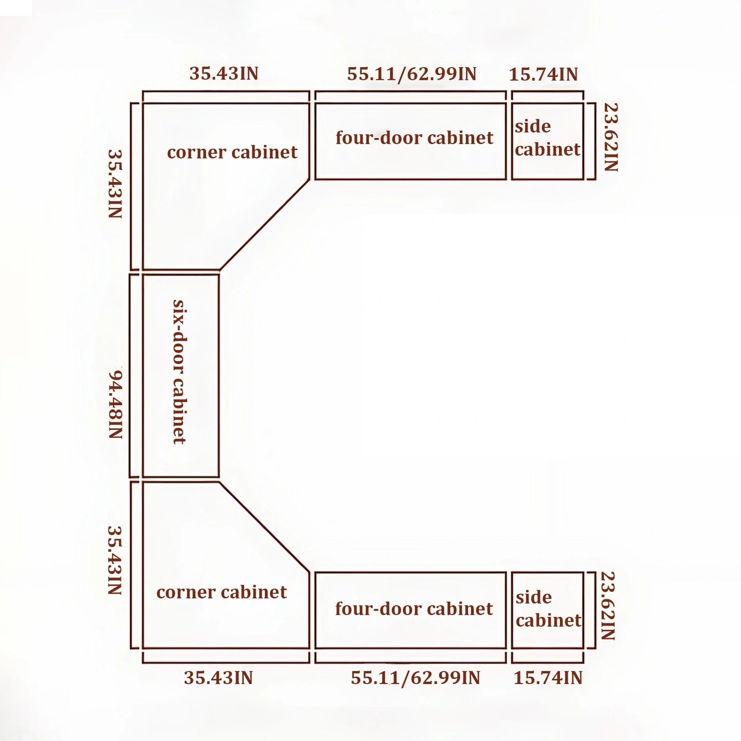 Aihm-Lon Luxurious Wardrobe with Glass Doors Black Handle and Shelves 35"-94"