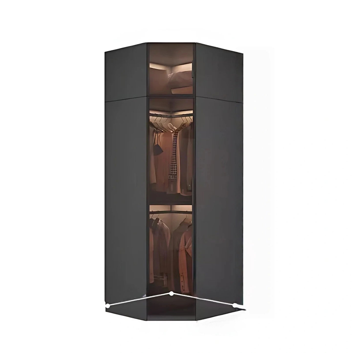 Aihm-Lon Luxurious Wardrobe with Glass Doors Black Handle and Shelves 35"-94"
