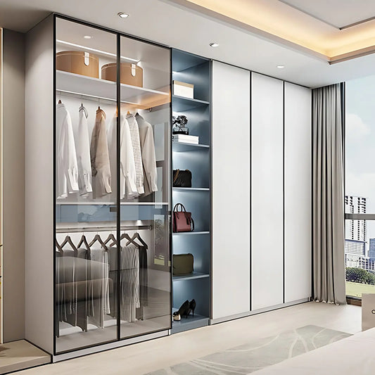 Aihm-Lon Wardrobes Closets with Storage Shelves Semi-Open Semi-Enclosed Space 87"-94"