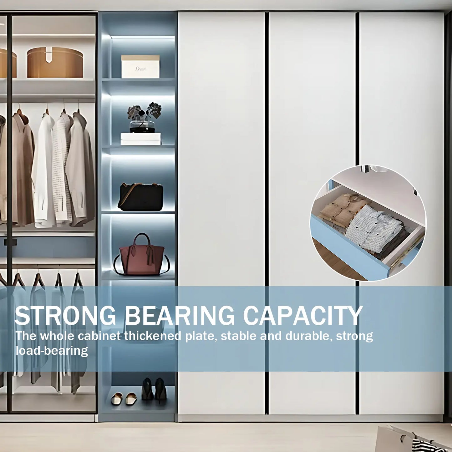 Aihm-Lon Wardrobes Closets with Storage Shelves Semi-Open Semi-Enclosed Space 87"-94"