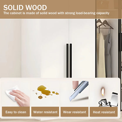 Aihm-Lon Sleek Wardrobes Closets with Black Exquisite Handle and Light  63"-102"